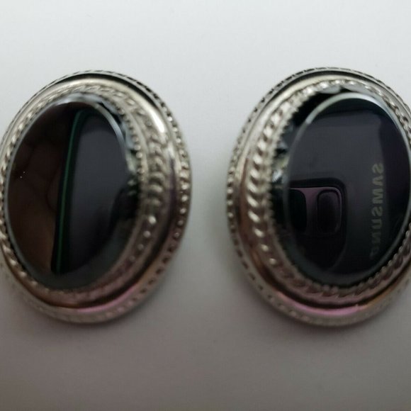 Vtg Whiting & Davis Co Hematite Clip On Earrings - Picture 5 of 12